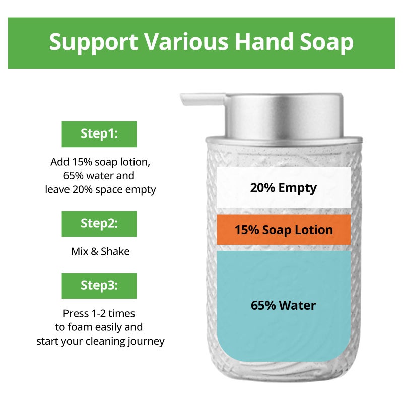 QQ Studio 12OZ/350ML Ceramic Foaming Soap Dispenser Empty Hand Soap Dispenser Refillable Lotion Containers with Pump - Image 3